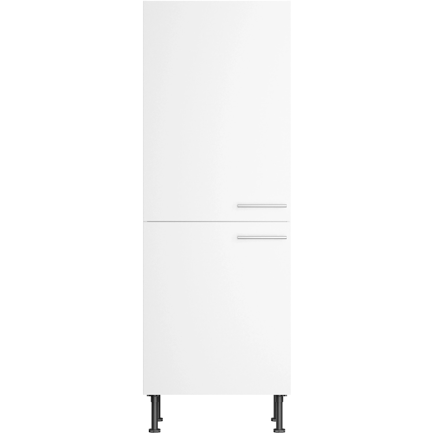 Optifit Midischrank Bengt932, 60 cm, weiß, mit zwei Türen und Griffen in Edelstahloptik. Vorratsschrank für Küche.