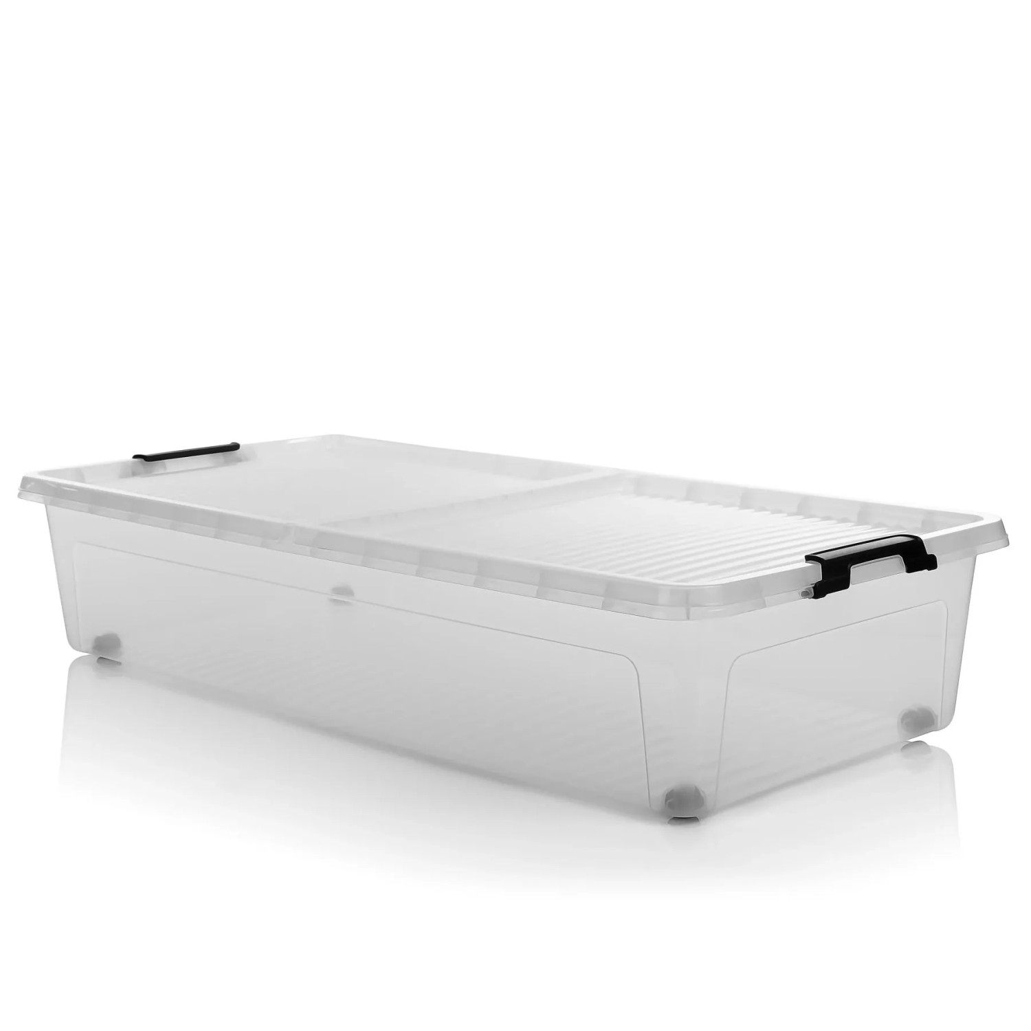 BigDean 4 Stück Unterbett Aufbewahrungsbox 32 L Luftdicht Mit Rollen Aus Widerstandsfähigem Kunststoff Unterbettkommode Für Kleidung Spielzeug Uvm