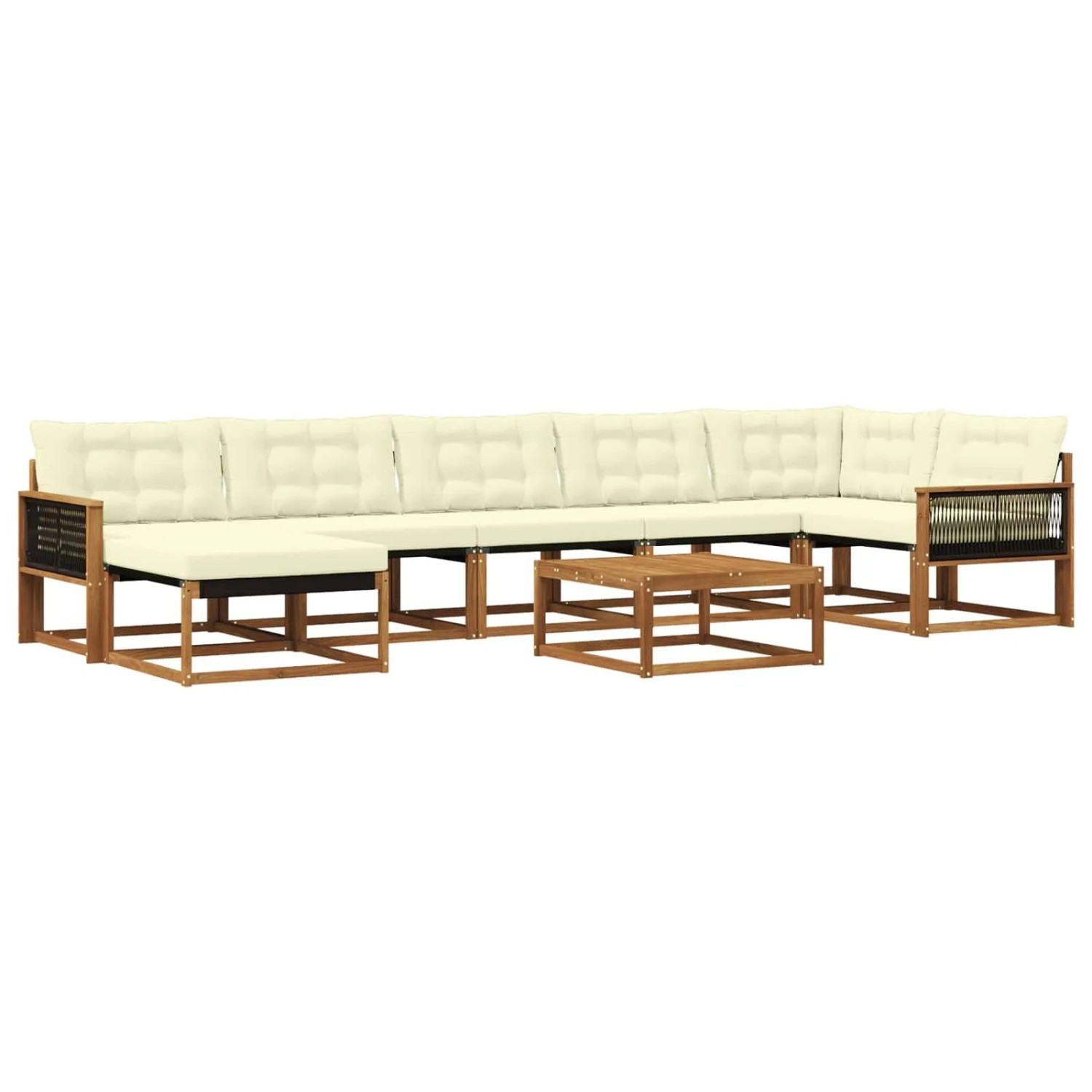 vidaXL Outdoor-Sofagarnitur 8 Stk Natur und Creme Massivholz Akazie 3381582