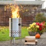 Feuerhand Pyron Feuertonne aus Edelstahl, 25 l, mit Feuer. Ideal für Garten & Terrasse.