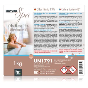 Bayzid Spa Chlor Flüssig, 2x1kg für Whirlpools und Planschbecken zur Pool Desinfektion.