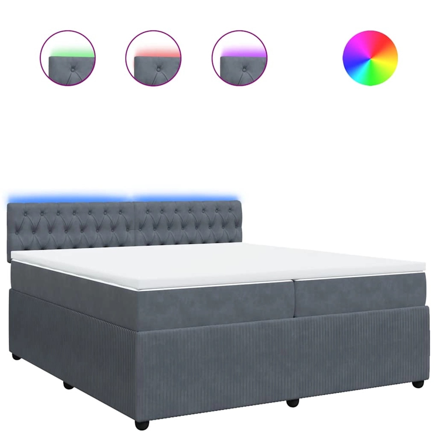 vidaXL Boxspringbett mit Matratze Dunkelgrau 200x200 cm Samt 3290137 günstig online kaufen