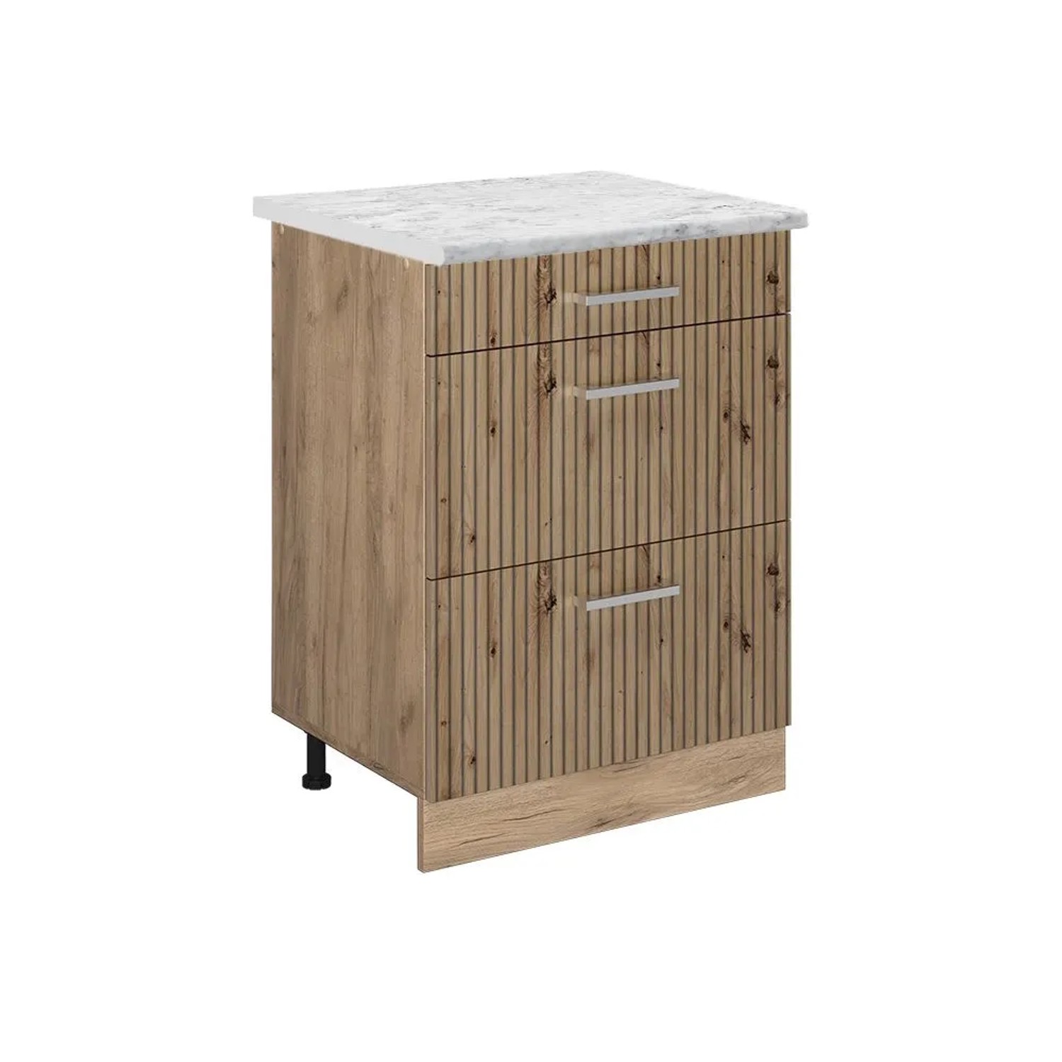 Vicco Küchenunterschrank R-Line Artisan-Eiche Goldkraft Eiche 60 cm AP Marmor mit Goldkraft Eiche Korpus Opt 3