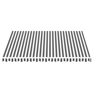 DELUKE Markisenbespannung Markisenstoff Wasserabweisend Reißfest Anthrazit-Weiß Für 400x350cm Rahmen Markise Mit Volant Markisen Ersatzstoff