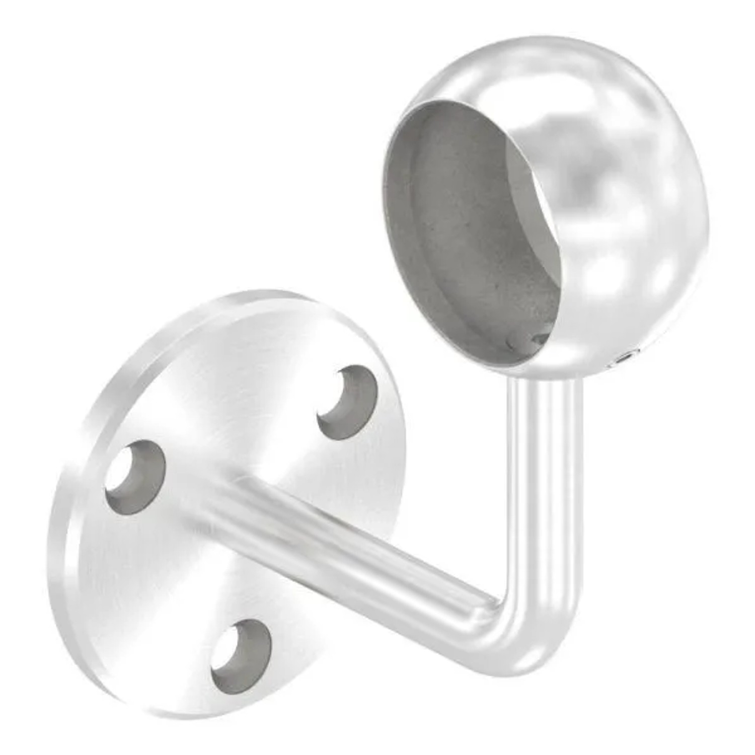 FeNau Handlaufhalter V2A Für Rohr 42,4 mm Ronde 70x6 mm Wandabstand 80 mm Kugelring Verschweißt