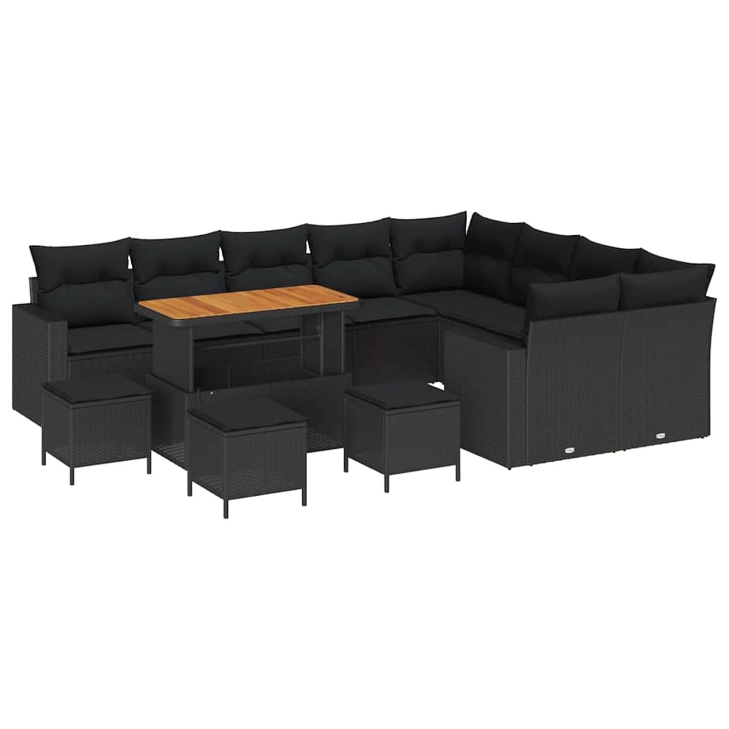 vidaXL Garten-Sofa-Set 13-Tlg Schwarz Poly Rattan 3361659 günstig online kaufen
