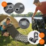 Graue ECD Germany Isomatte (185x62x15 cm) aus Nylon, mit Zelt, Person und Fahrrad im Hintergrund.