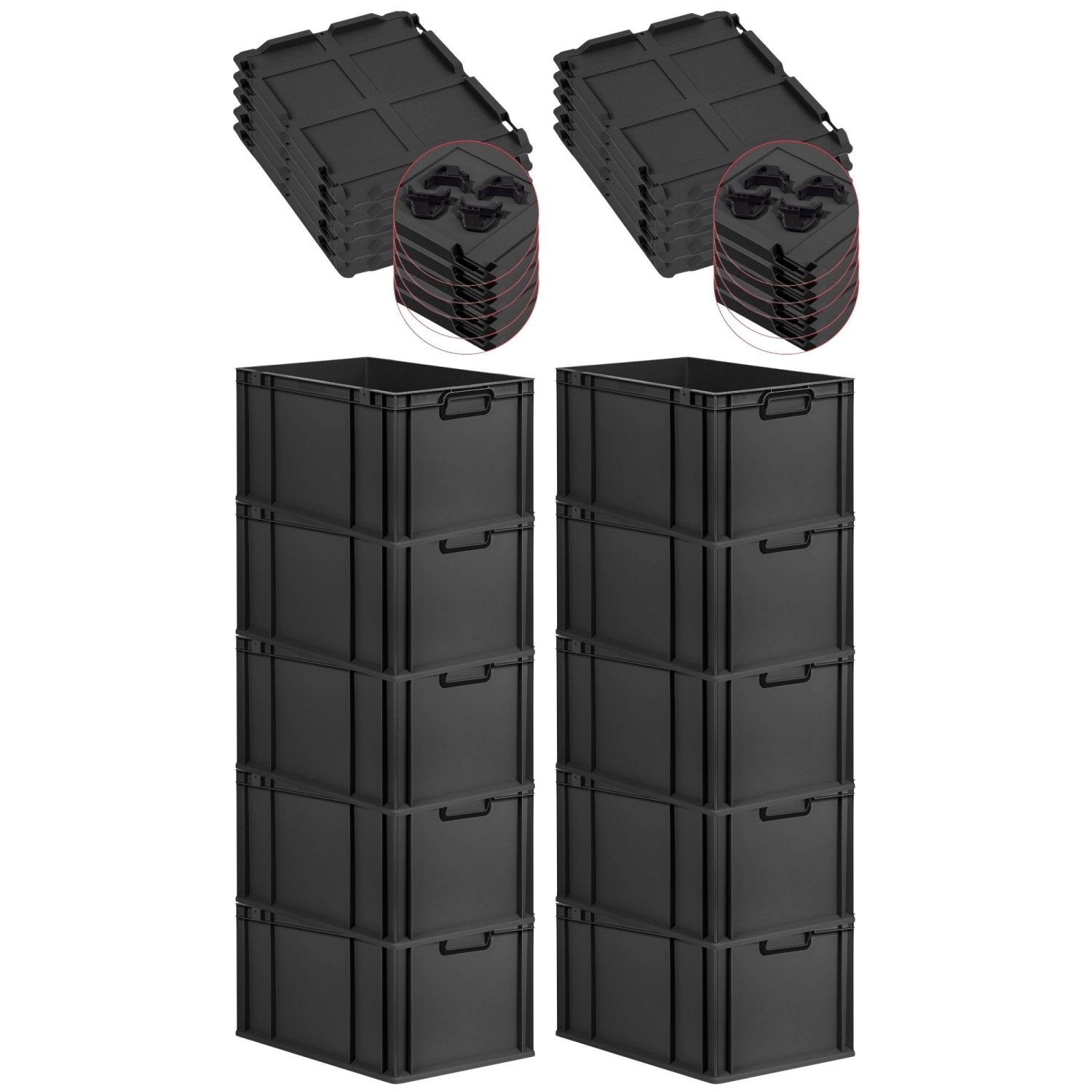 PROREGAL SparSet 10x Eurobox Nextgen Color Mit Auflagedeckel HxBxT 32x40x60 günstig online kaufen