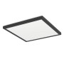 Quadratische, schwarze LED-Deckenleuchte Rovito-Z von Eglo Connect mit weißer Leuchtfläche.