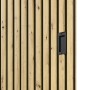 Radex Schiebetür Akustikpaneel Lamette, 95x210 cm, mit Lamellen und schwarzem Griff.