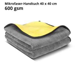 STAHLWERK Mikrofaser-Handtücher (10er Set), doppelseitig grau/gelb, 40x40 cm, 600 gsm. Ideal für Autopflege & Reinigung.