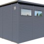 Bertilo Gartenhaus Pentus 2 Office, 234x226 cm, Anthrazit, Holz-Gartenhaus mit zwei Fenstern.