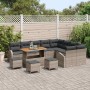Graues 13-tlg. vidaXL Garten-Sofa-Set aus Poly Rattan mit Tisch und Kissen für Garten und Terrasse.