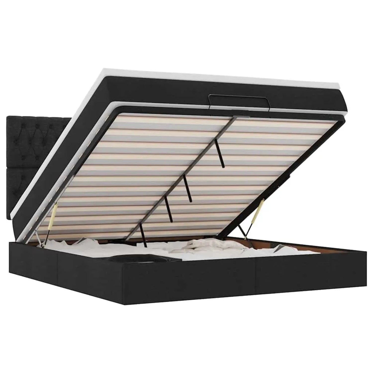 vidaXL Ottoman-Bett mit Matratze & LEDs Schwarz 160x200 cm Stoff 3314102