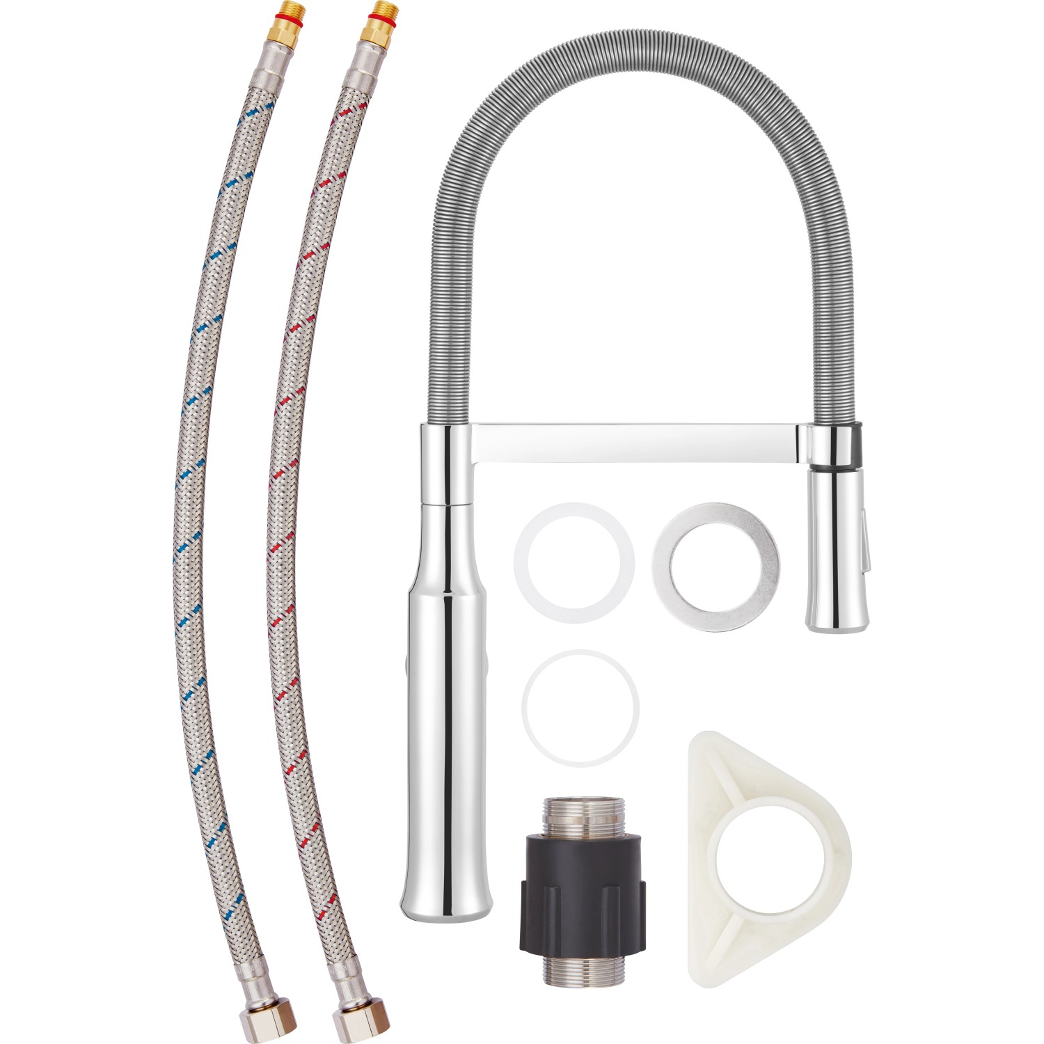 baliv Küchenarmatur KI-1360 Chrom mit flexiblem Schlauch und Zubehör.