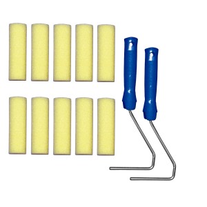 LUX Schaum-Walzen-Set Fein, 12-teilig: 10 Schaumwalzen und 2 Bügel für Lackierarbeiten.