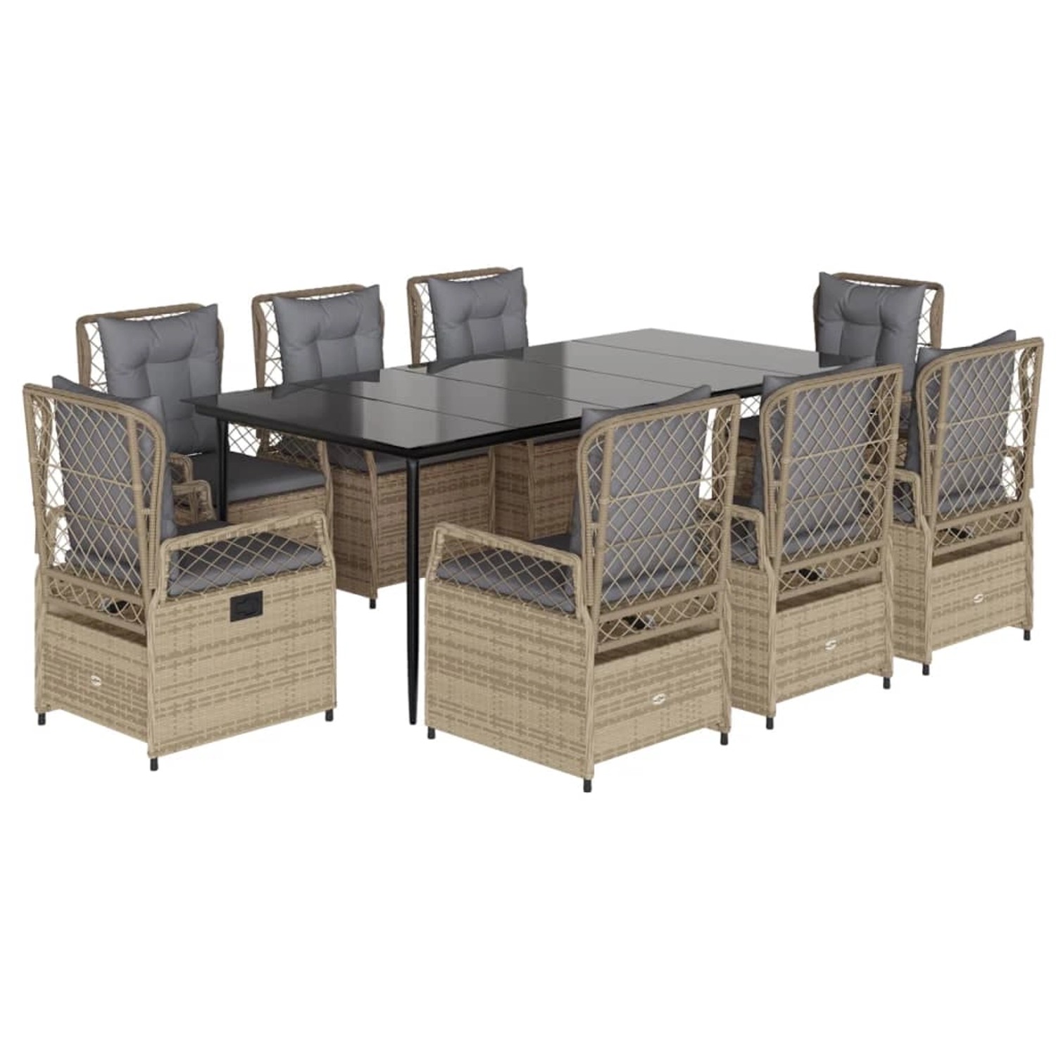 vidaXL 9-Tlg Garten-Essgruppe mit Kissen Beige Poly Rattan 3263005 günstig online kaufen