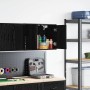 Schwarzer vidaXL Garagen-Wandschrank aus Holzwerkstoff, montiert in Werkstatt.