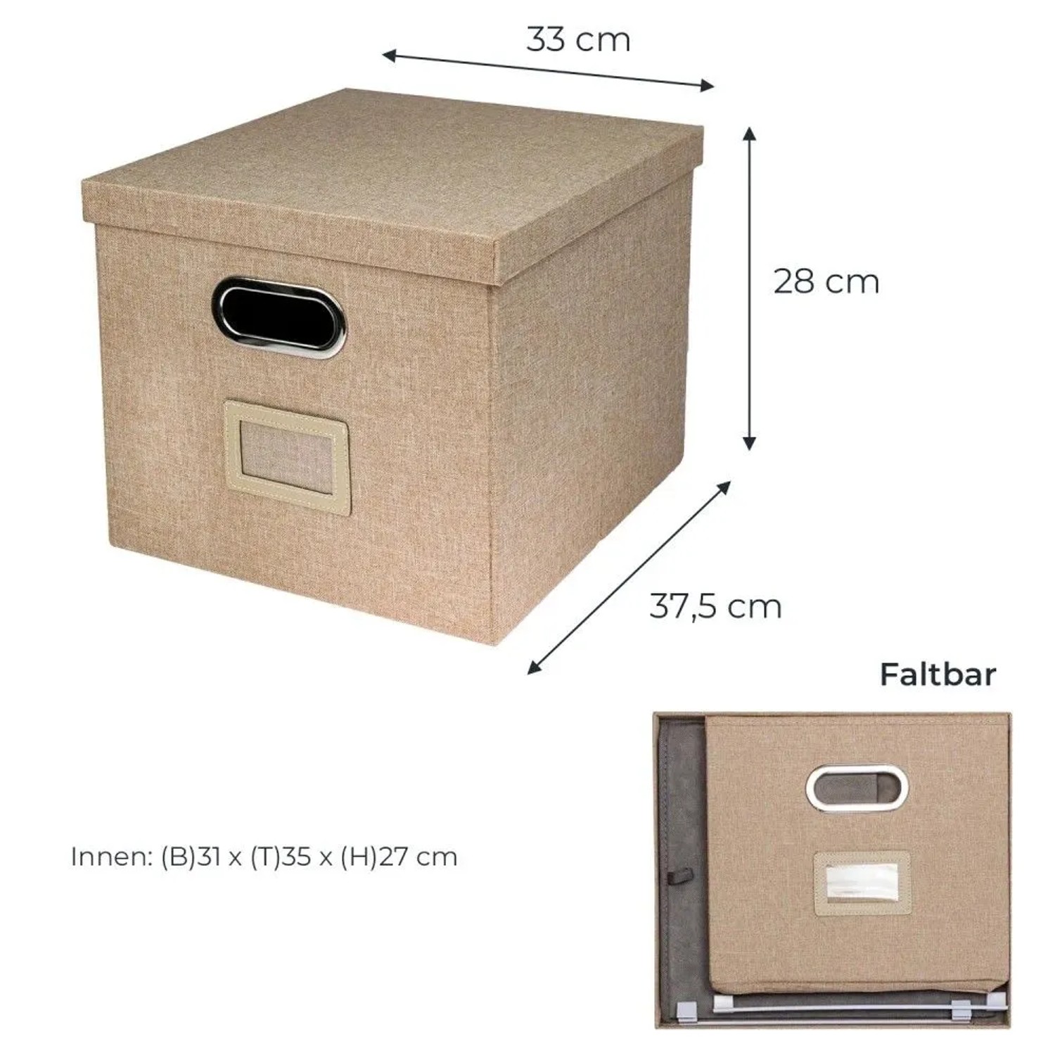 HMF 250473-27 Aufbewahrungsbox Deckel DIN A4 Hängeregister Kallax 33 x 37 x 28 cm_7