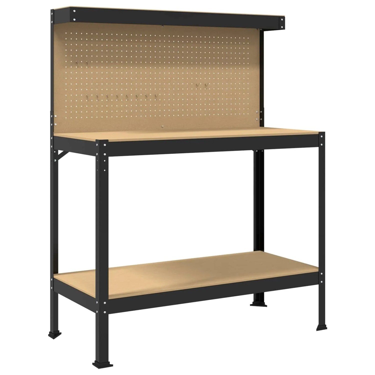 vidaXL Werkbank Schwarz 114 x 54 x 145 cm Sperrholz und Metall 42020127