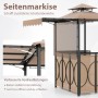 Costway Grillpavillon mit Bar und 2 Barhockern Doppeldach & Markise Braun_5