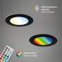 3er Set Briloner LED Einbaustrahler, dimmbar, RGB und CCT Farbtemperatursteuerung, schwarz.