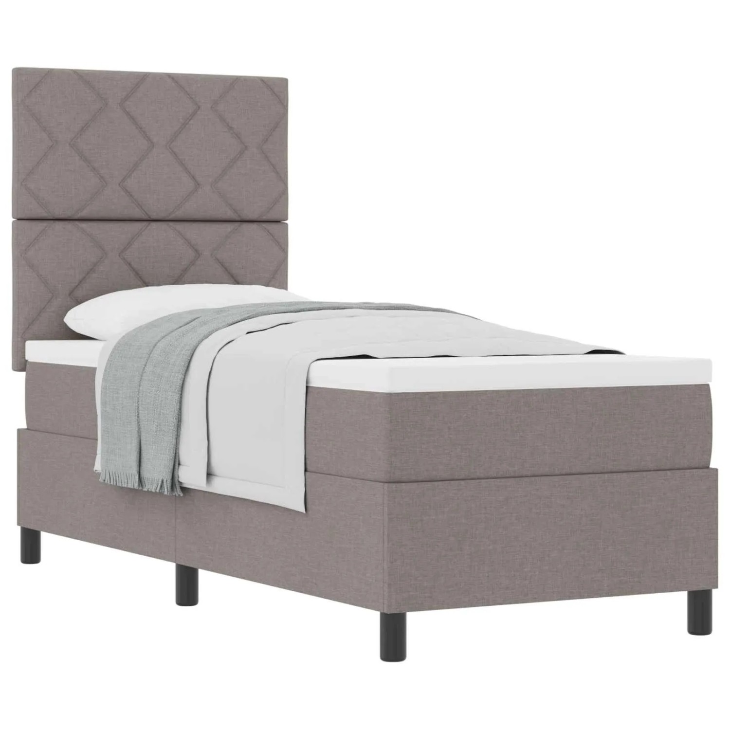 vidaXL Boxspringbett mit Matratze mit Kopfteil Taupe 80 x 200 cm Stoff 3339424