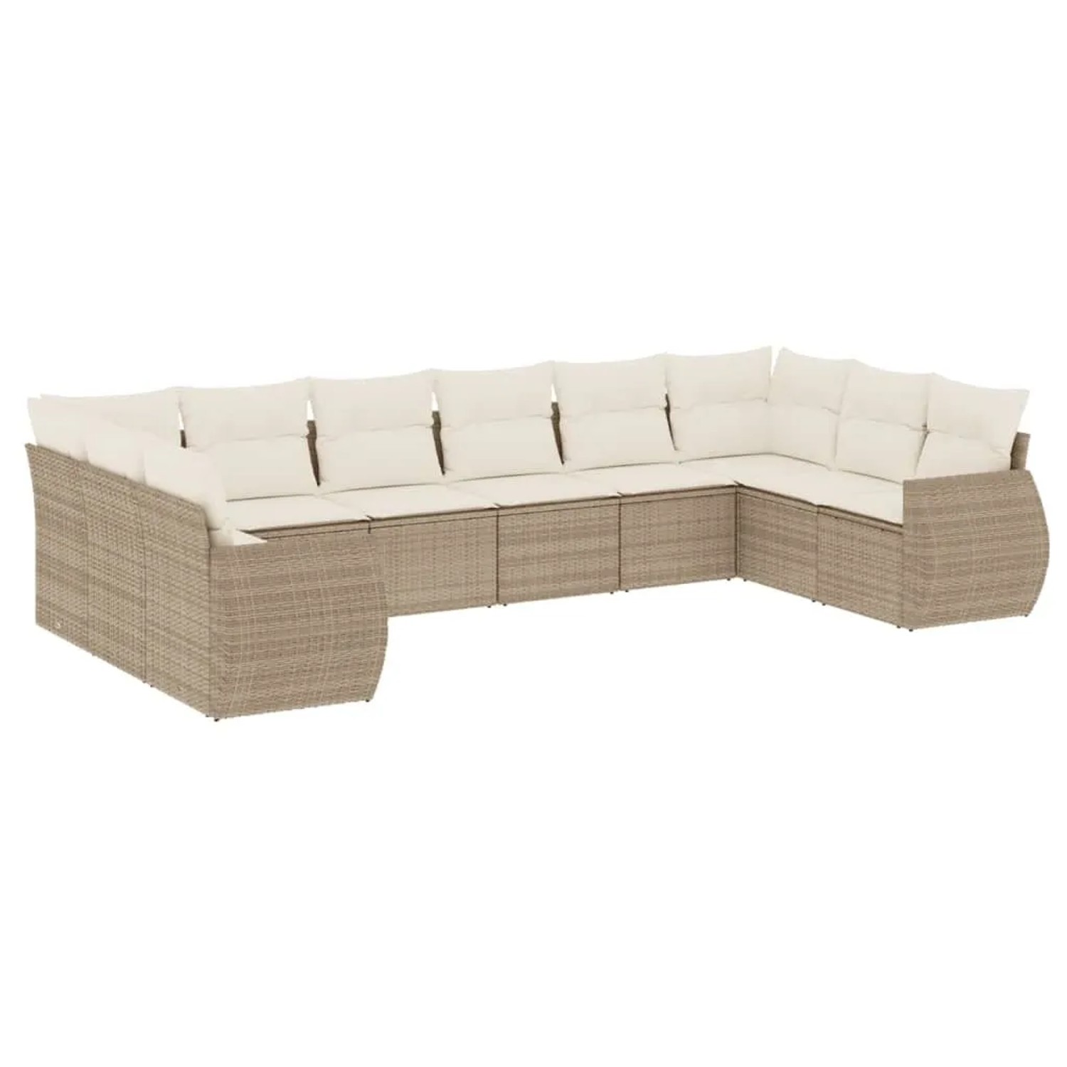 vidaXL 10-Tlg Garten-Sofagarnitur mit Kissen Beige Poly Rattan 3221867