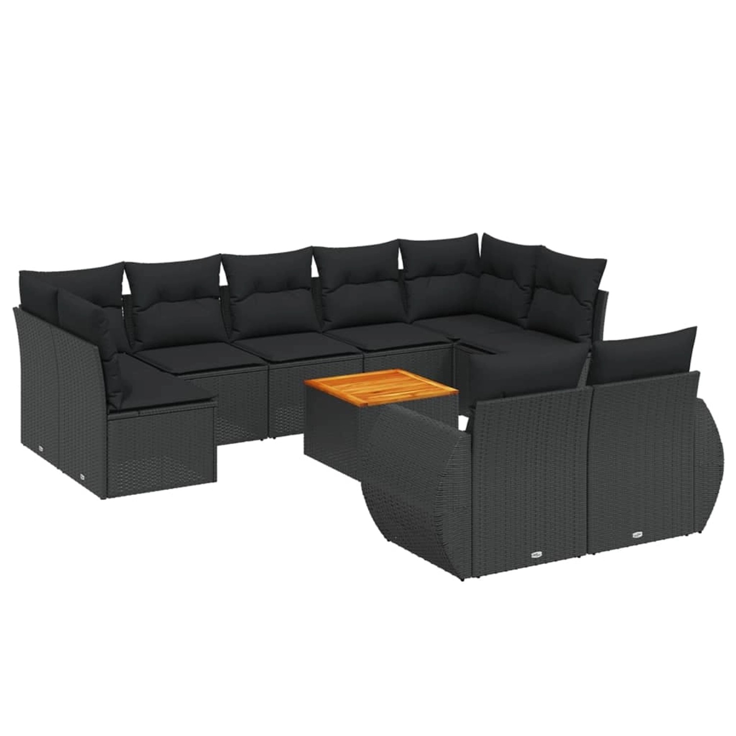 vidaXL 10-Tlg Garten-Sofagarnitur mit Kissen Schwarz Poly Rattan 3257483 günstig online kaufen