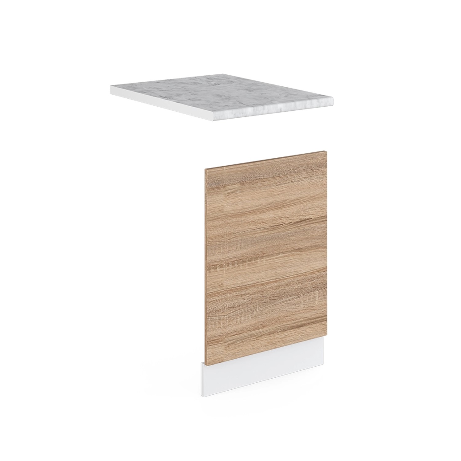 Thumbnail - Vicco Frontblende R-Line Geschirrspüler Fronttür Sonoma/Weiß 45 cm AP Marmor