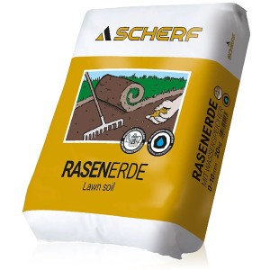Sack Scherf Rasenerde mit Wasserspeicher, braun, 20 kg. Ideal für Rasenflächen.