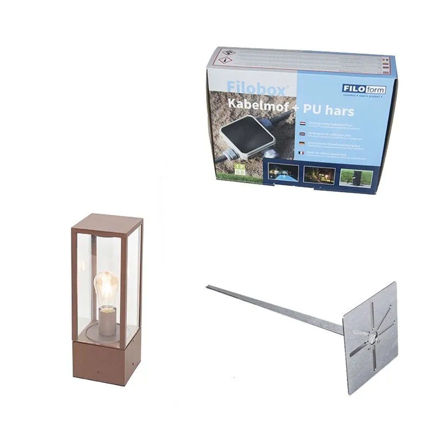 QAZQA Industrielle Stehende Außenlampe rostBraun 40 cm IP44 Charlois