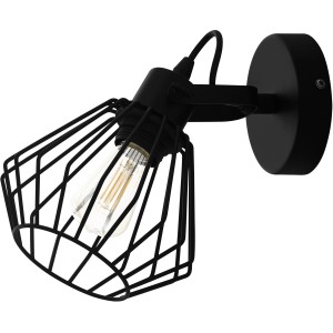 Schwarze Eglo Tabillano Wandlampe mit Vintage-Design und beweglichem Spot.