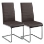 2er Set Freischwinger Stühle Vegas in Braun mit Metallgestell und Kunstlederbezug.