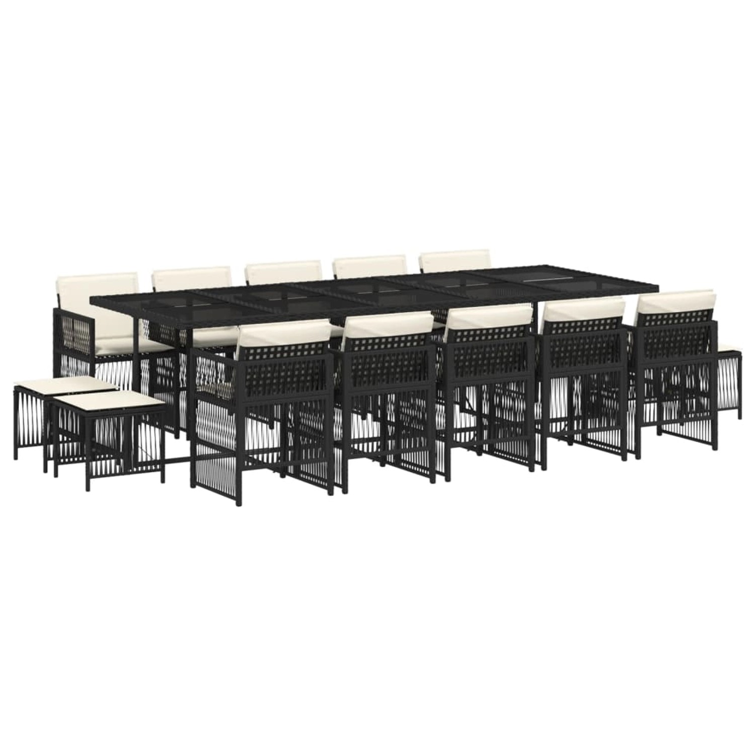 vidaXL 15-Tlg Garten-Essgruppe mit Kissen Schwarz Poly Rattan 3210990 günstig online kaufen