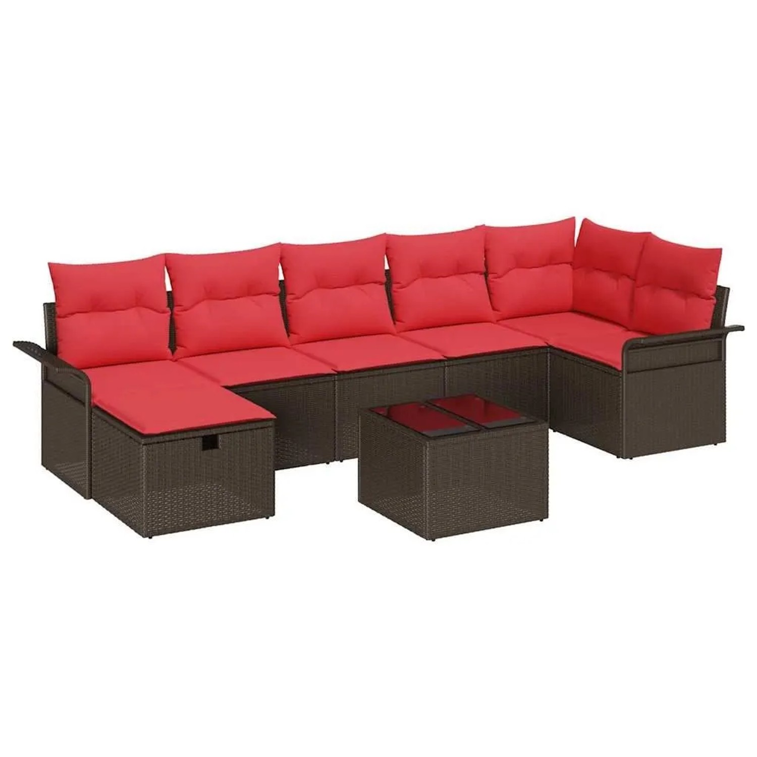 vidaXL Gartensofa-set mit Kissen mit Speicher 8 Stk Poly Rattan 3360245