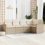 Beige 5-tlg. vidaXL Garten-Sofagarnitur aus Poly Rattan mit Kissen. Gemütliche Gartenmöbel für Terrasse und Garten.