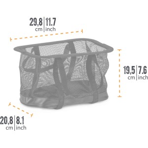 Petromax Netzeinsatz für Kühltasche 8 l, schwarz, mit Tragegriffen und Maßangaben.