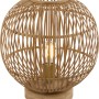Globo Tischlampe Hildegard aus Bambus, runde Form, mit sichtbarem Leuchtmittel.