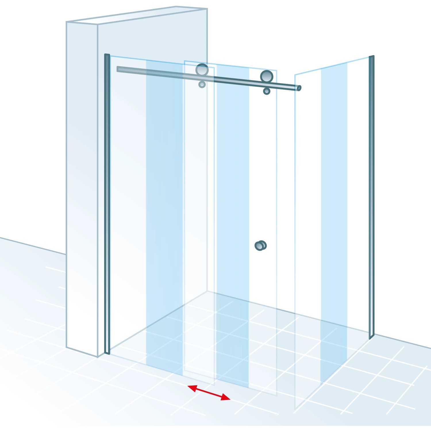 Schulte ExpressPlus Gleittür MasterClass links, Chromoptik, 120x90x200cm, mit Seitenwand.