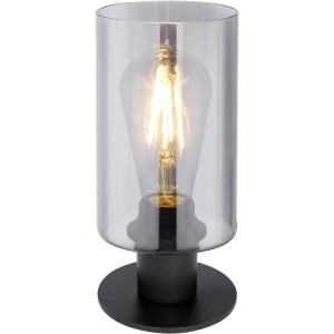 Globo Tischleuchte Hadera, schwarz matt, mit Glaszylinder. Design-Tischlampe für Innenräume.