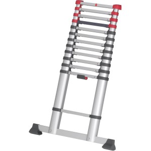 Hailo FlexLine 380 Teleskopleiter aus Aluminium, 13 Stufen, bis 150 kg belastbar.
