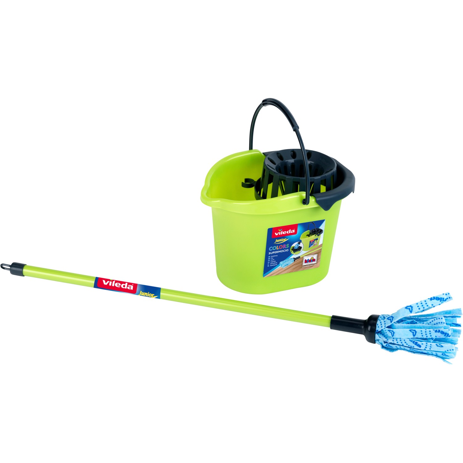 Vileda Eimer und Wischmopp, Spielzeug-Set in Grün für Kinder zum Spielen im Haushalt.