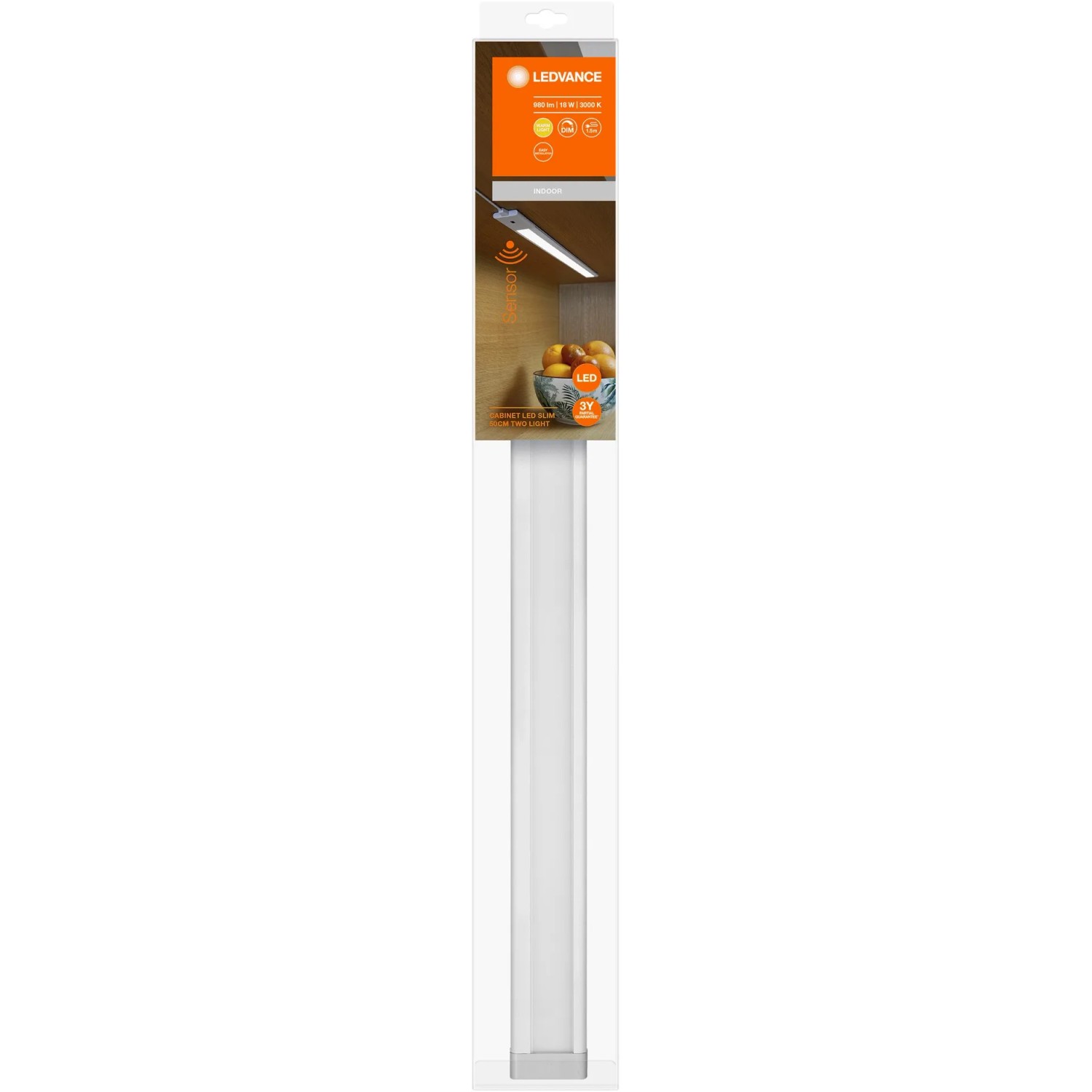 Ledvance LED-Unterbauleuchte Cabinet Slim 2er-Set, 50 cm. Niedervoltleuchte aus Aluminium mit Bewegungssensor.