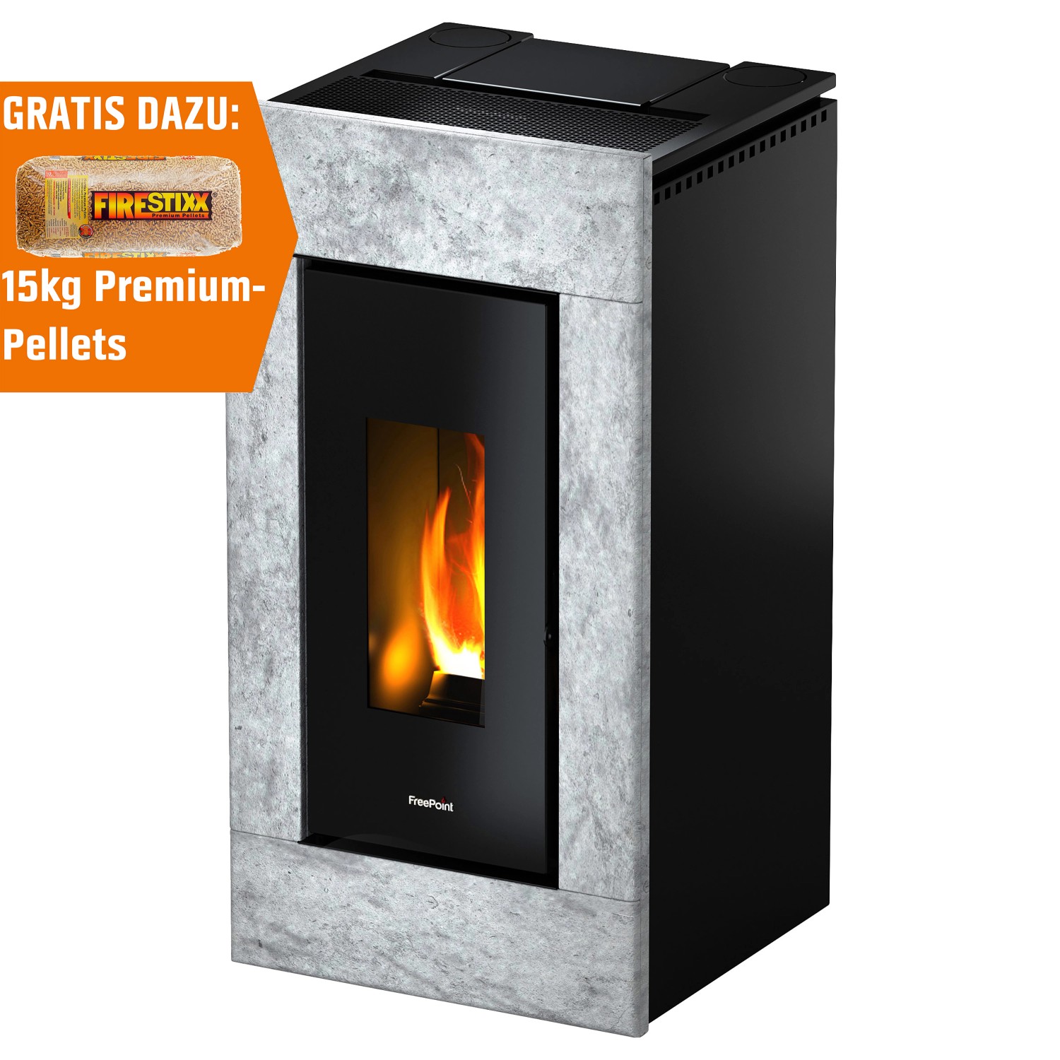 Freepoint Pelletofen Vegas Naturstein 10,5 kW EEK: A+ günstig online kaufen