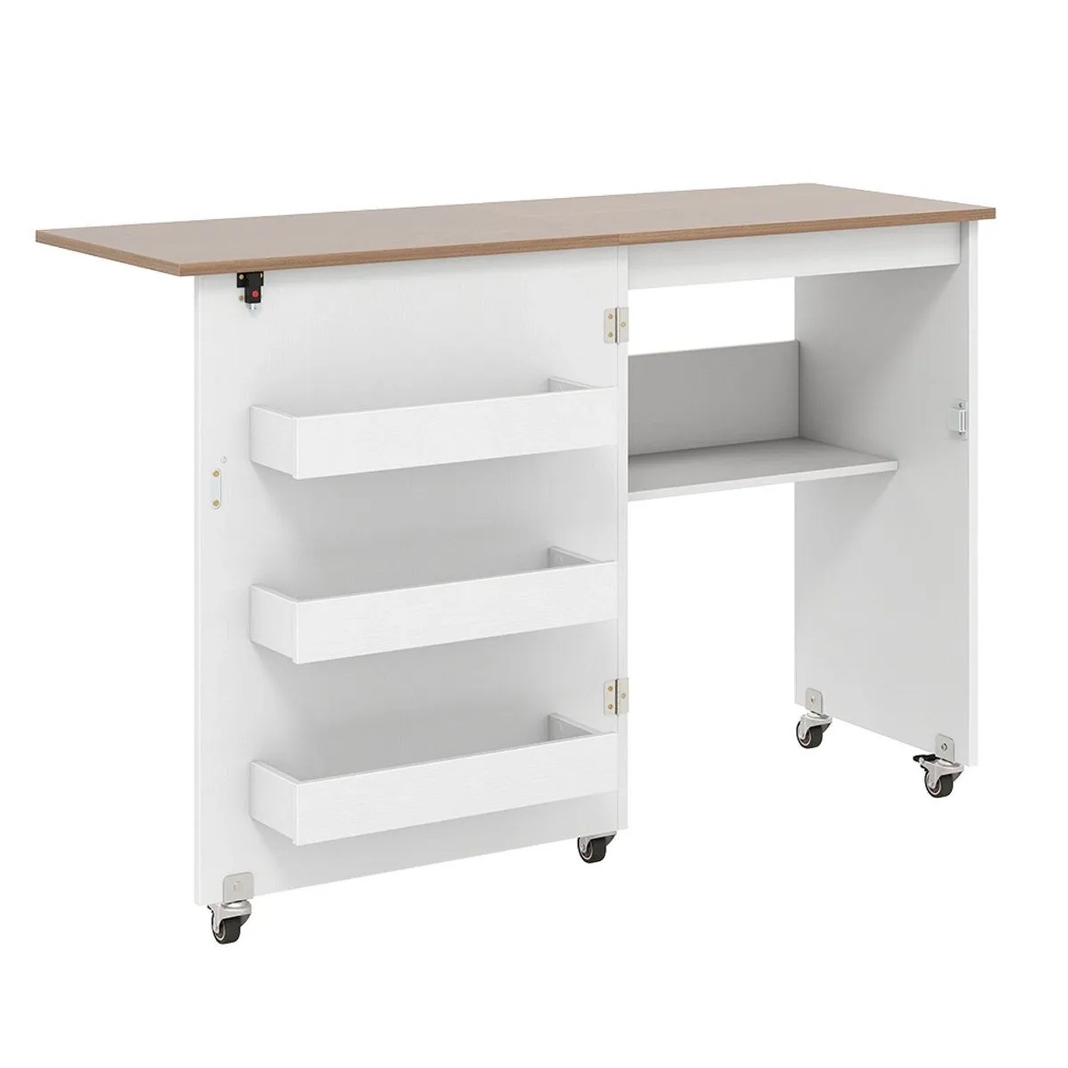 Costway 2 In 1 Nähtisch Klappbar Nähmaschinenschrank Nähschrank Weiß+Natur