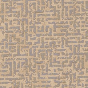 Elegante, braun-silberne Vliestapete mit Labyrinthmuster (Asiatische Tapete) für Wohn- und Schlafzimmer.