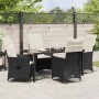 Schwarze 5-teilige vidaXL Garten Essgruppe aus Poly Rattan mit Kissen.