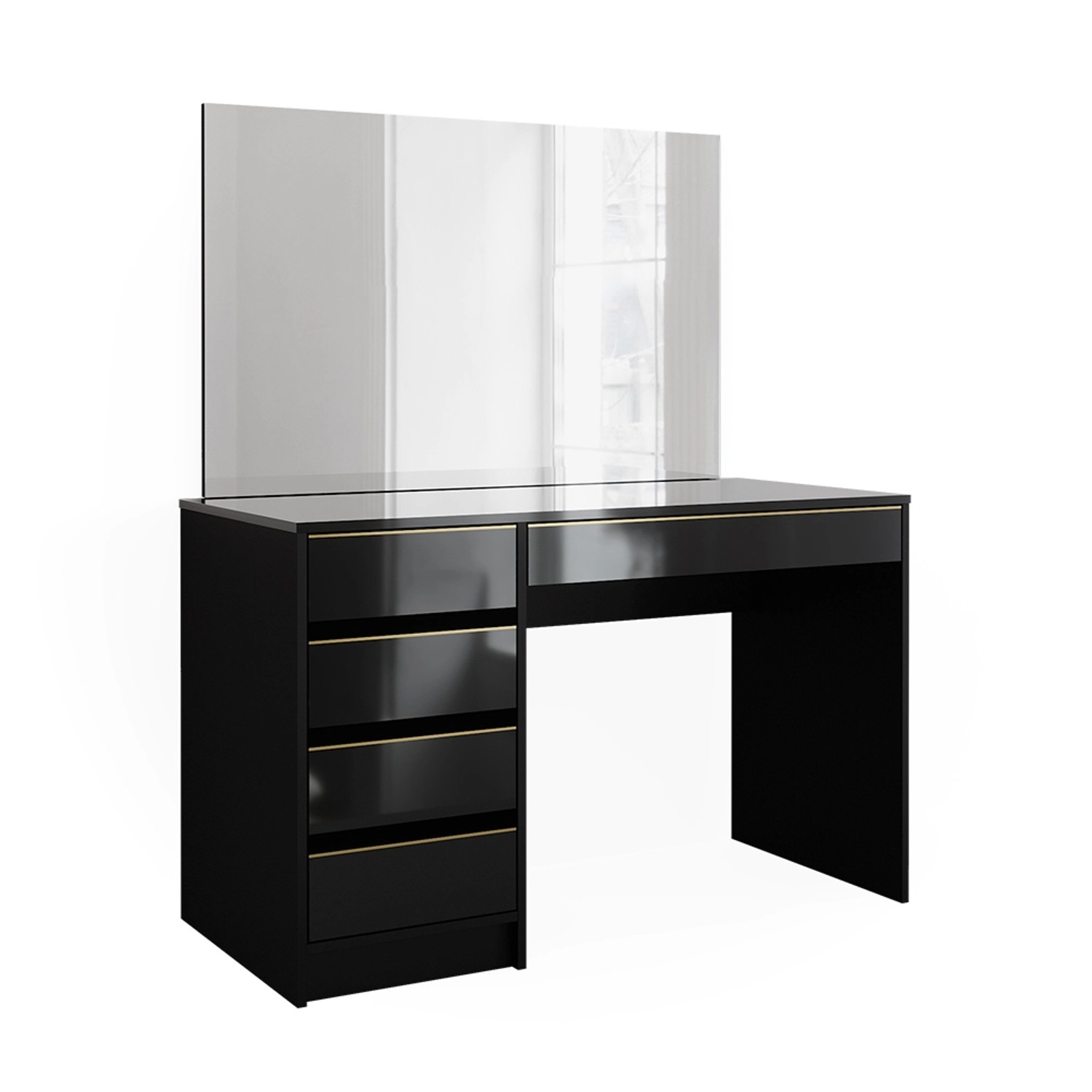 Vicco Schminktisch Sherry Schwarz/Gold/Gold 120 cm mit Spiegel günstig online kaufen