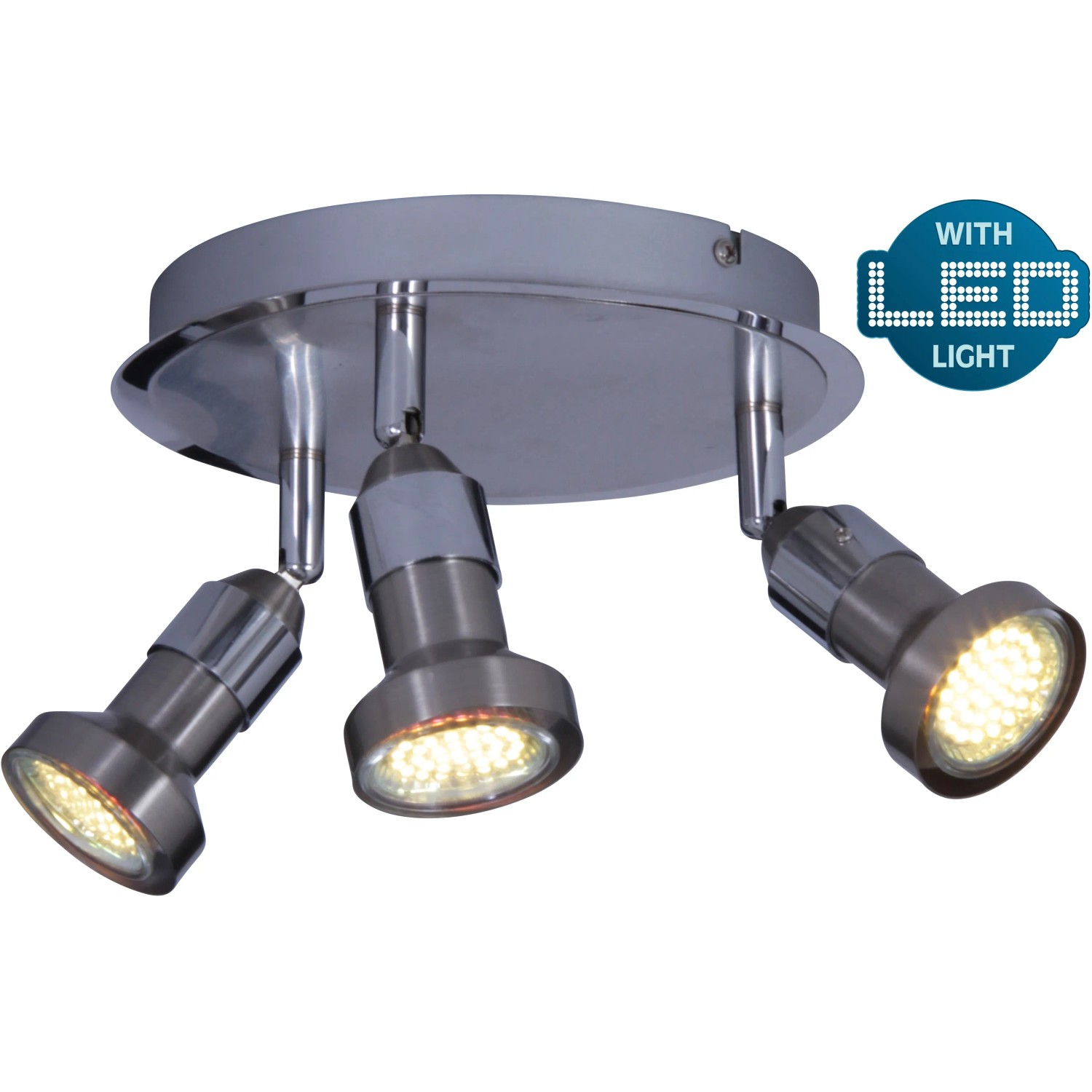 Näve LED-Spot Motril, 3er Rondell, Chrom-Metall. Deckenleuchte mit drei Strahlern.